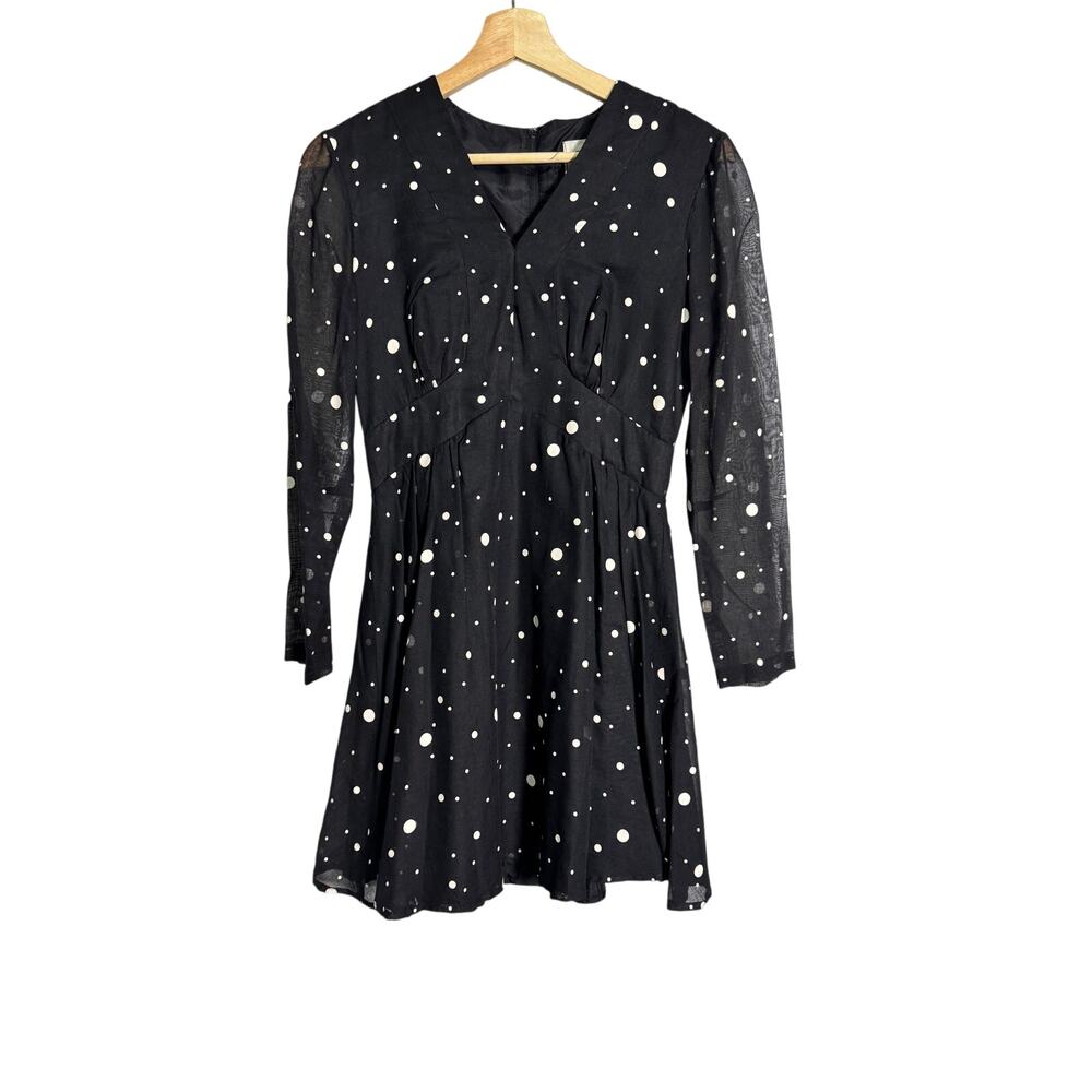 Vintage 70s Coco California Black Polka Dot Mini Dress Fit & Flare